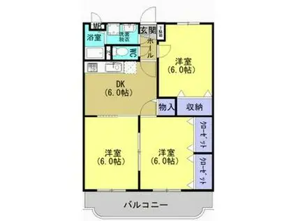 Y.M.HAYASHI 304(3DK/3階)の間取り写真