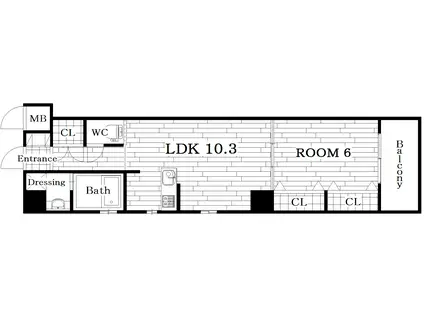 フェリーチェ駅東(1LDK/10階)の間取り写真