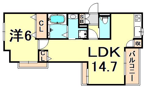 シャーメゾン スペランツァ(1LDK/2階)の間取り写真