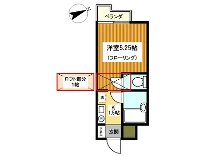 ヨコハマベイヒルズ(1K/2階)の間取り写真