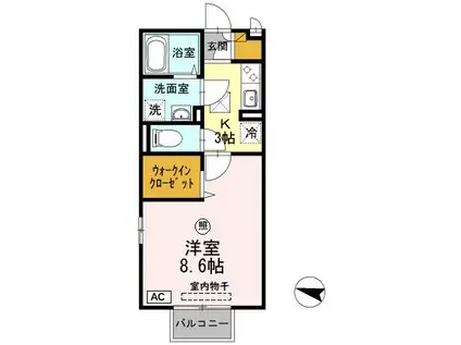 セジュールYAMAZAKI A(1K/1階)の間取り写真