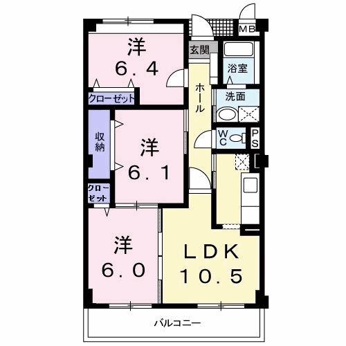 グランポ-ト(3LDK/2階)の間取り写真