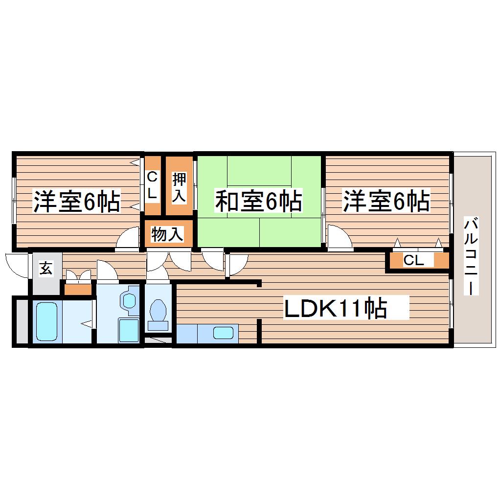レジデンス手倉田I(3LDK/1階)の間取り写真