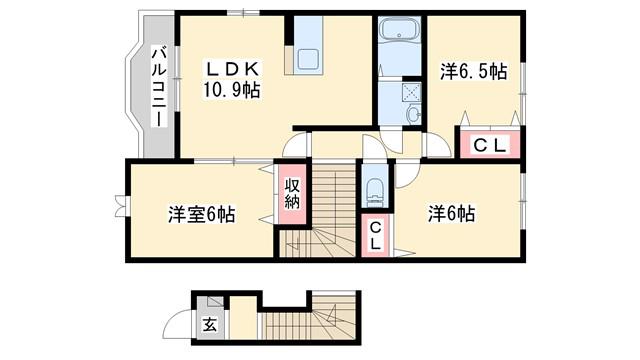 ブライトメアリーV(3LDK/2階)の間取り写真