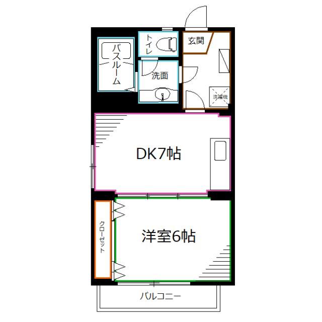 FELIZ一橋学園(1DK/3階)の間取り写真