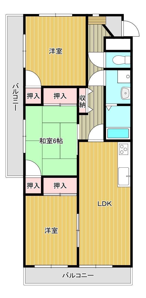マンションYHY(3LDK/3階)の間取り写真