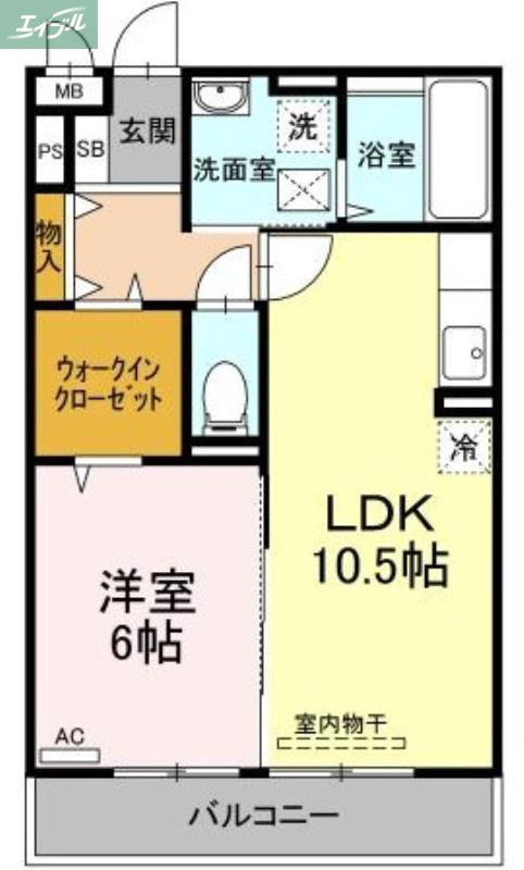 エスポワール青江(1LDK/3階)の間取り写真