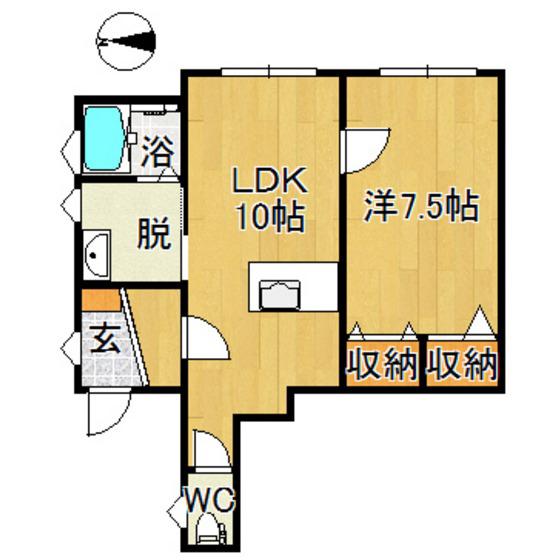 Jメゾン(1LDK/1階)の間取り写真