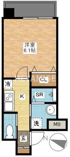 ヴィオラ寄合町(1K/9階)の間取り写真
