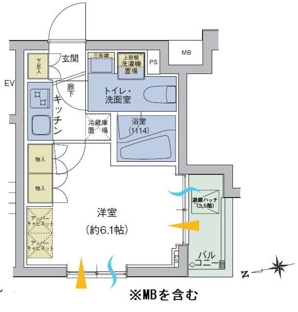 アジールコート品川中延(1K/5階)の間取り写真