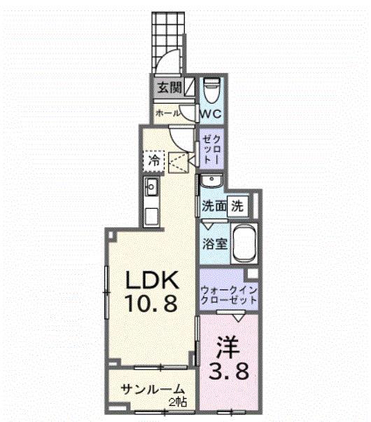 ミルト ブリッサ 大原(1LDK/1階)の間取り写真