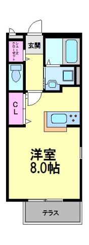 メゾン二翠(1K/1階)の間取り写真