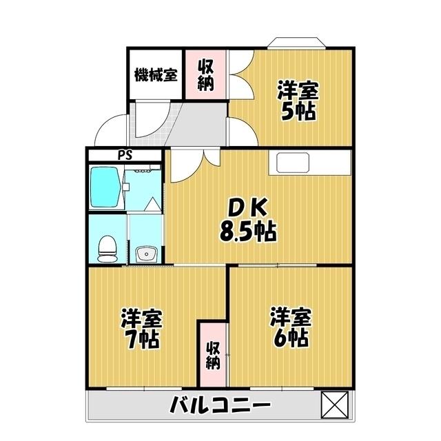 大戸第二コーポ(3DK/3階)の間取り写真