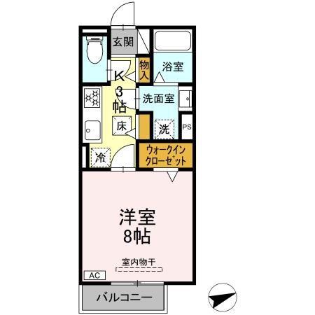 セレスティア黒野(1K/1階)の間取り写真