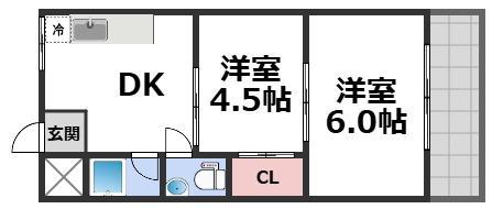 コーポ三原(ワンルーム/3階)の間取り写真