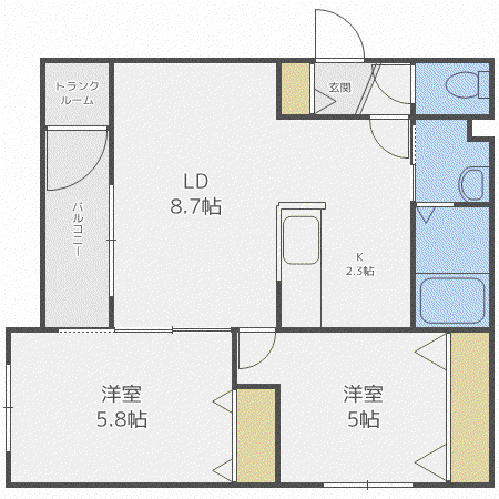LA CAUSAN18(2LDK/2階)の間取り写真