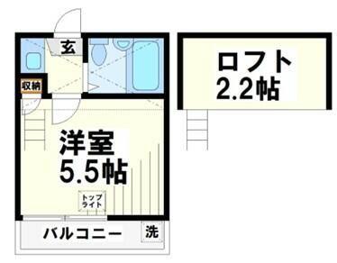 グリーンパレスつつじヶ丘(1K/2階)の間取り写真