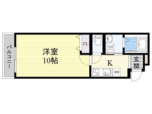 フジパレス城東諏訪サウスⅠ番館(1K/1階)の間取り写真
