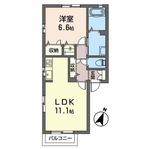 シャーメゾンシルクB(1LDK/2階)の間取り写真