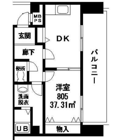 ∞中之島アンフィニ(1K/7階)の間取り写真