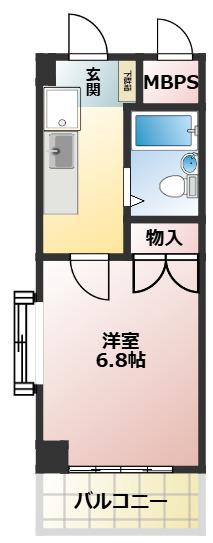 小杉フラワーハイツ(1K/1階)の間取り写真