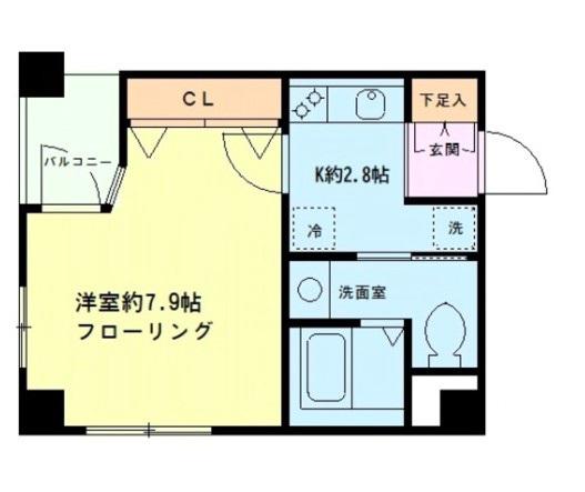 プルナス入谷(1K/4階)の間取り写真