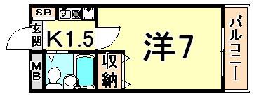 ダイドーメゾン園田2(1K/4階)の間取り写真
