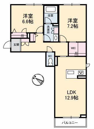 ファミール船越南(2LDK/3階)の間取り写真