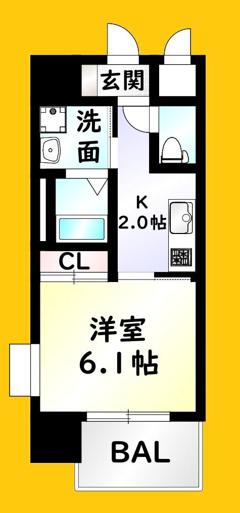 MDIフェリース戸畑駅前(1K/4階)の間取り写真
