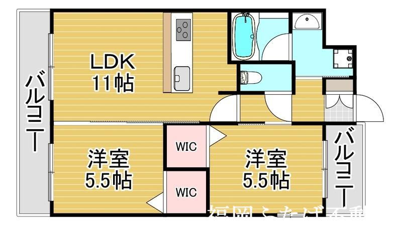 プランドール高砂(2LDK/6階)の間取り写真