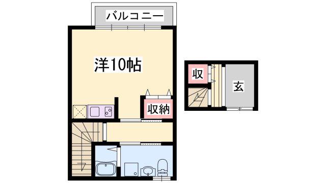 神戸電鉄粟生線 恵比須駅 徒歩8分 2階建 築20年(1K/2階)の間取り写真