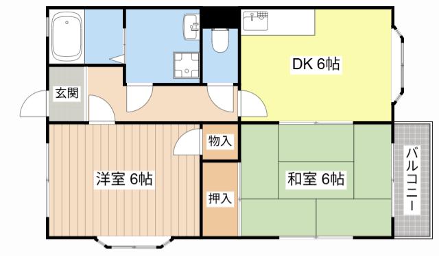JR草津線 甲南駅 徒歩19分 2階建 築36年(2DK/2階)の間取り写真