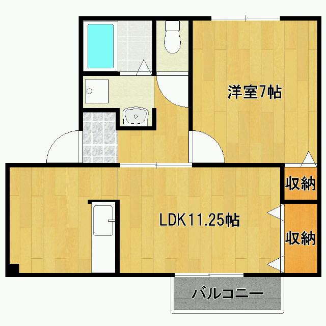 ハイツシャリオB(1LDK/1階)の間取り写真