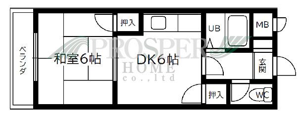 SFサンフラワ(1DK/3階)の間取り写真