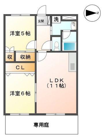 エバーグランディール(2LDK/1階)の間取り写真