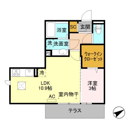 レジデンス リアン(1LDK/1階)の間取り写真