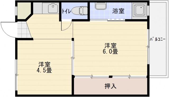 ビレッジハウス法善寺 3号棟(1DK/3階)の間取り写真