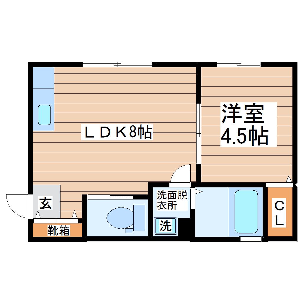 I.S.E(1LDK/2階)の間取り写真