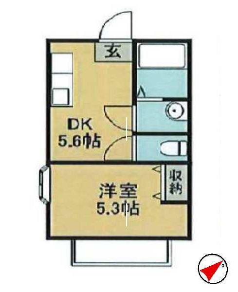 NKハイツ(1DK/1階)の間取り写真