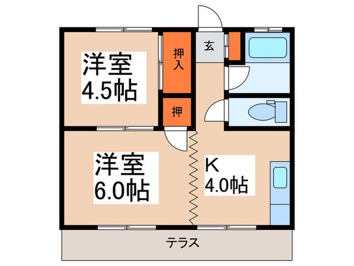 第2富士見荘(2K/1階)の間取り写真