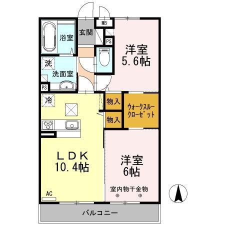 カーサ レザン(2LDK/1階)の間取り写真