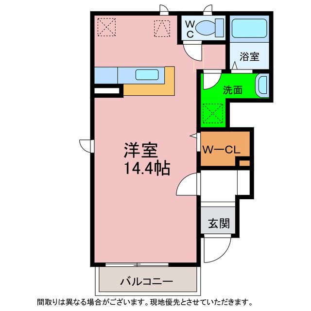 グラン ベルジュA・B(ワンルーム/1階)の間取り写真