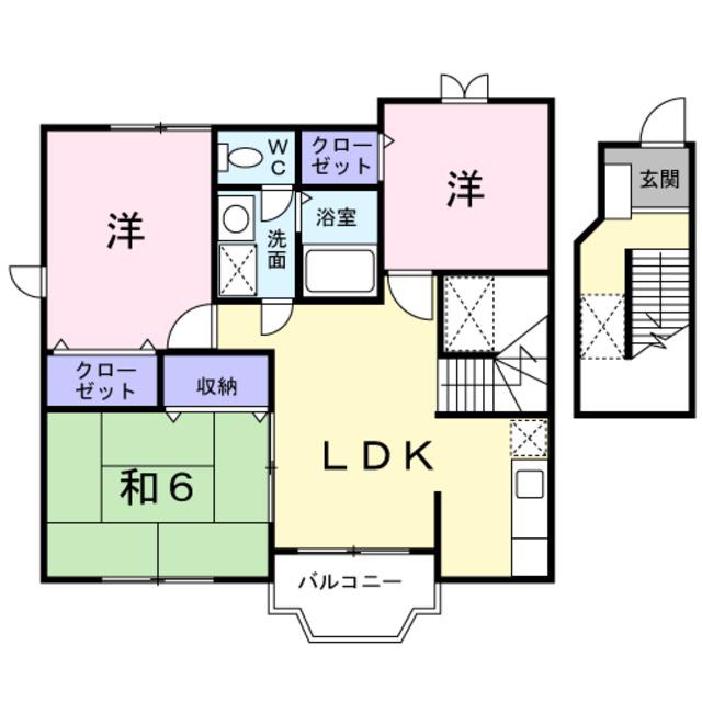 ヴィアーレ2(3LDK/2階)の間取り写真