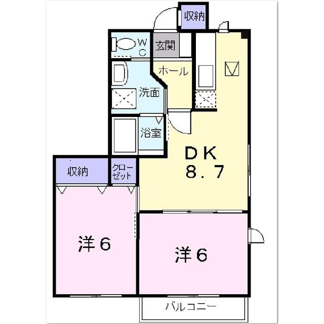 ソレイユトヨダB(2DK/1階)の間取り写真