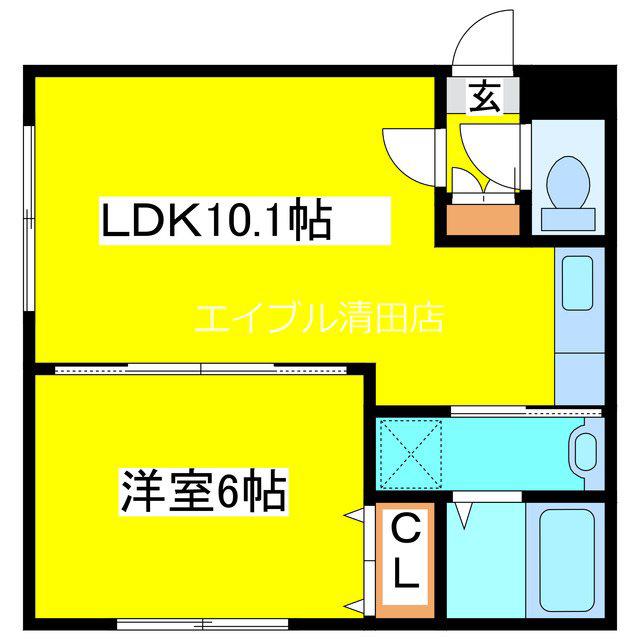 シャルドネ(1LDK/2階)の間取り写真