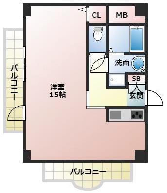 メロディハイム阿倍野(ワンルーム/4階)の間取り写真