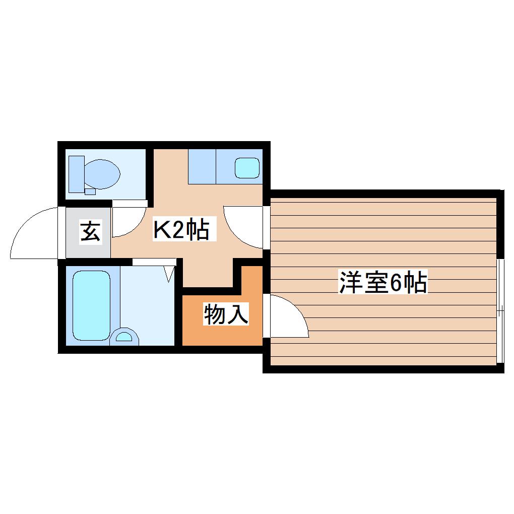 リーベンス向山(1K/2階)の間取り写真