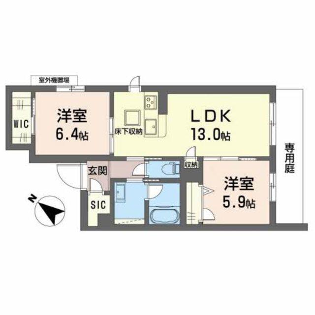 PLAISIR RAFFINE(2LDK/1階)の間取り写真