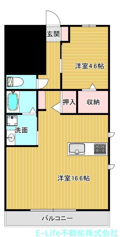 ウィステリア(1LDK/1階)の間取り写真