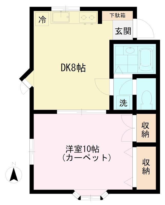 サニーレジデンス(1DK/2階)の間取り写真
